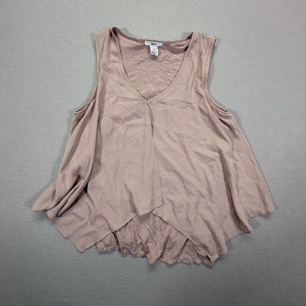 Bar III Women Tank Top Relaxed Mauve Layered Split Back V-Neck Medium